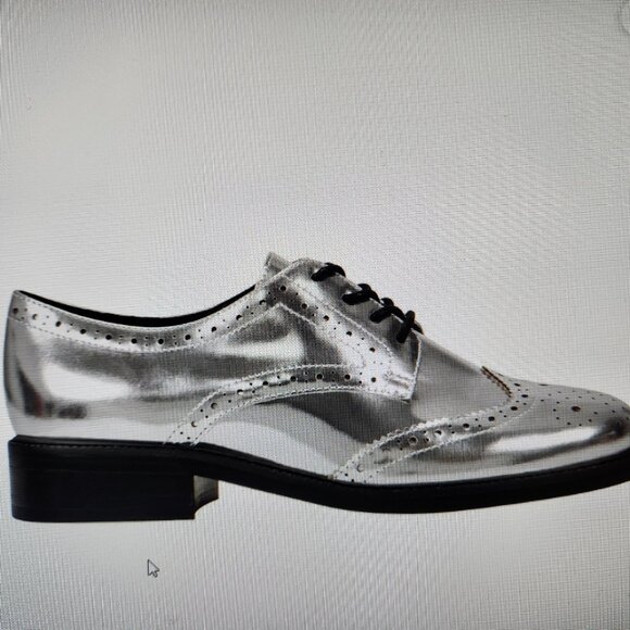 Marc Fisher Silver Leather "Perrie" lace up oxfords. Women. Size Various. NIB - Picture 2 of 12